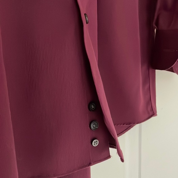 Kenneth Cole AWEARNESS Men's Shirt *** Size 16 32/33 Non-Iron Slim Fit Burgundy - Picture 4 of 7